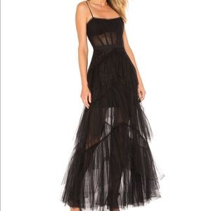 BCBGMAXAZRIA Black Corset Tulle Gown